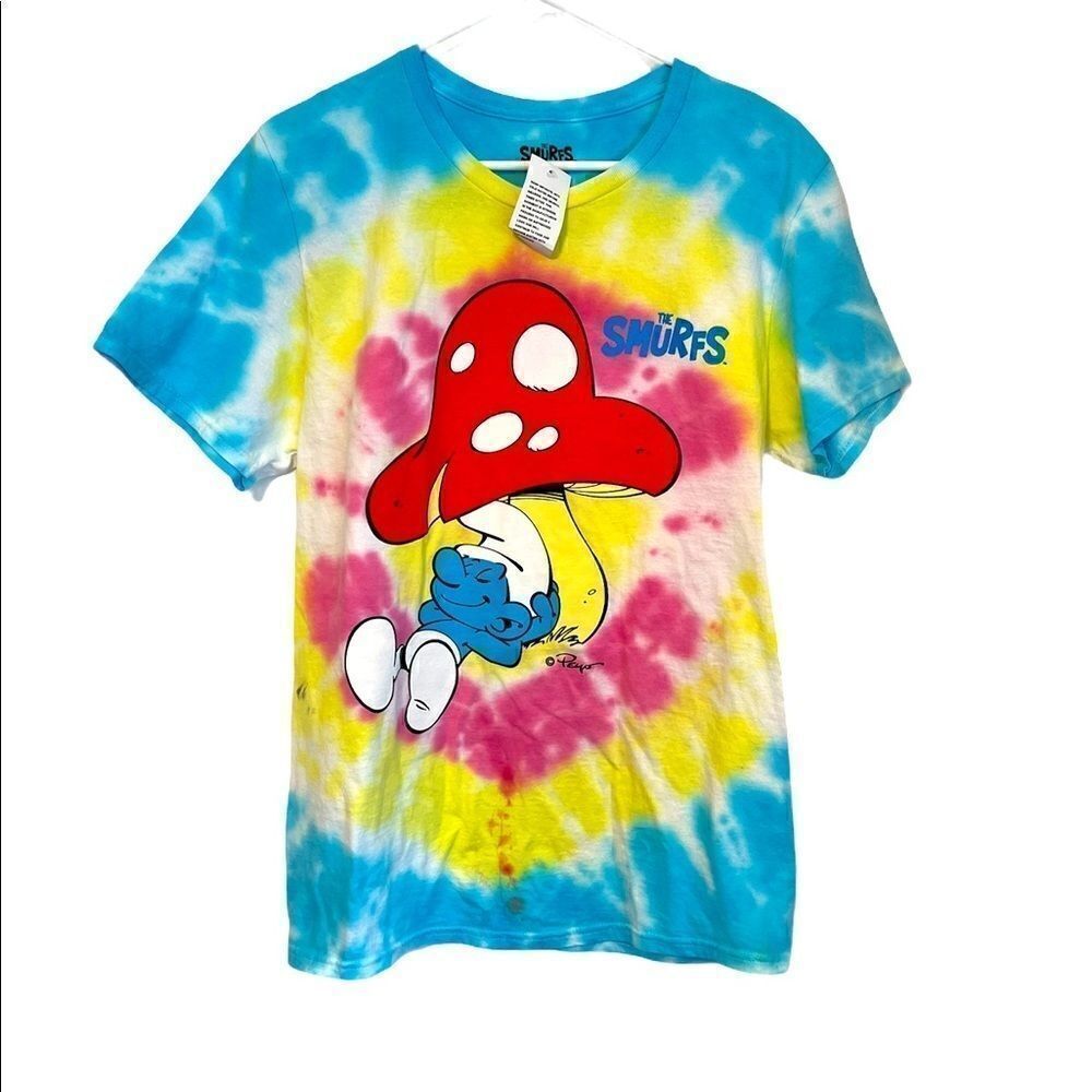 THE SMURFS Tie Dye Peyo Short Sleeves Tee Top.Size M